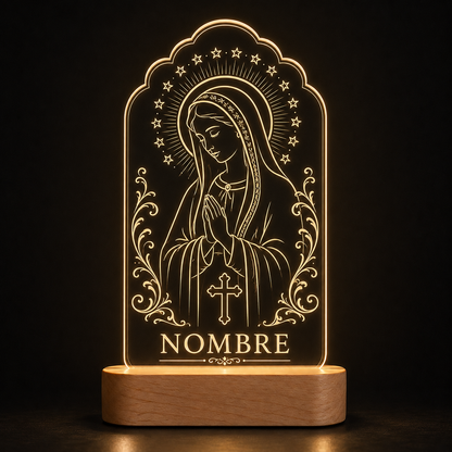 Lámpara religiosa personalizada (Virgen o cruz) – LED metacrilato