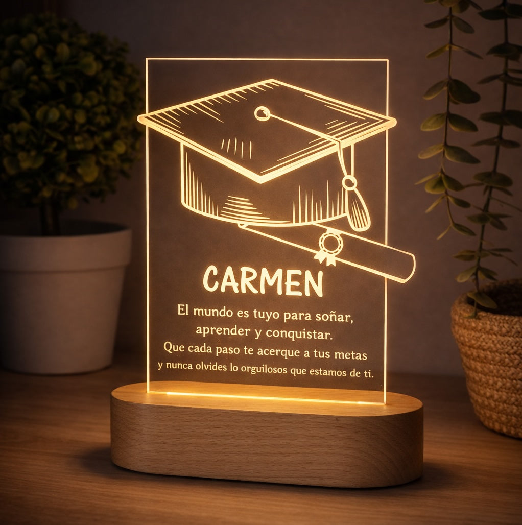 Lampara de Graduacion Personalizada con Nombre LED Metacrilato