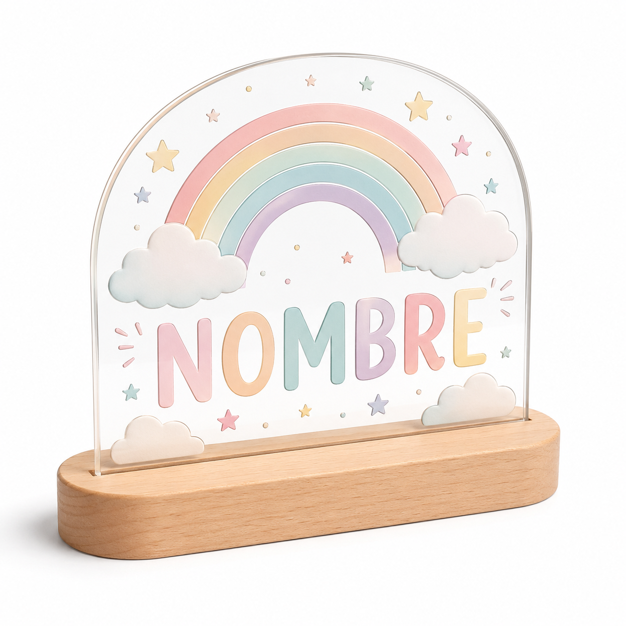 Lámpara infantil personalizada arcoíris con nombre LED
