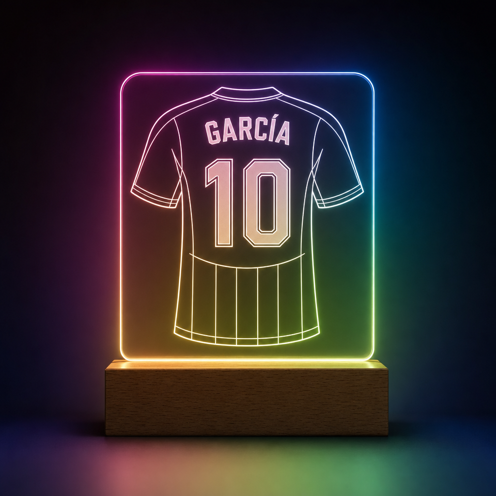 Lámpara camiseta de fútbol personalizada nombre y número LED