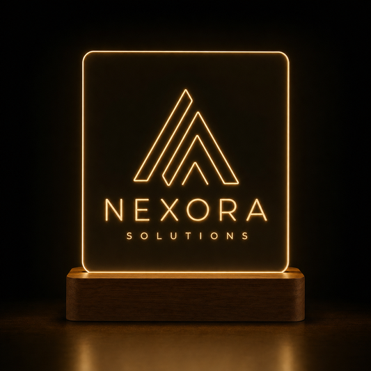 Lámpara con logo de empresa personalizada LED metacrilato y madera