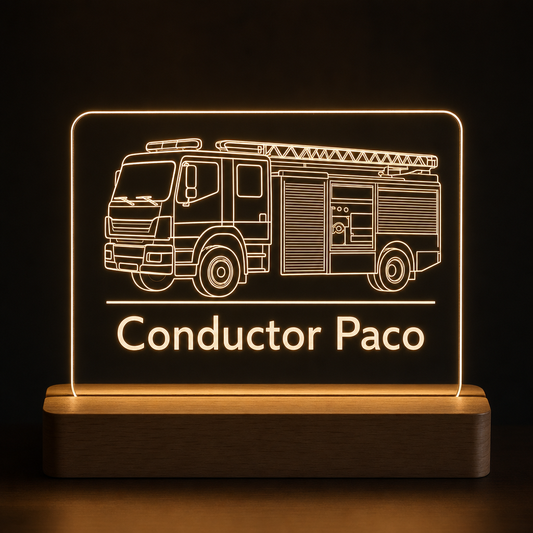 Lámpara de bombero conductor de autobomba personalizada LED metacrilato