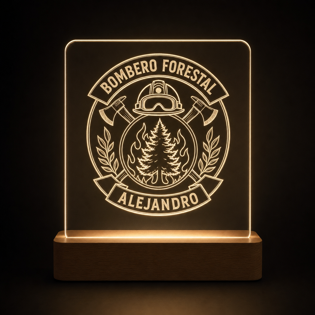 Lámpara de bombero forestal BRIF personalizada LED metacrilato