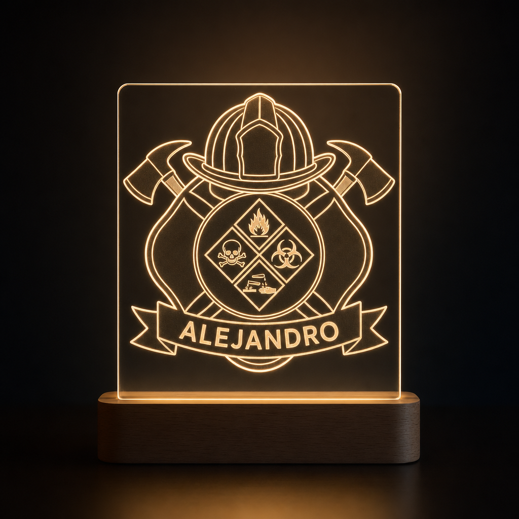 Lámpara de bombero NRBQ materias peligrosas personalizada LED metacrilato