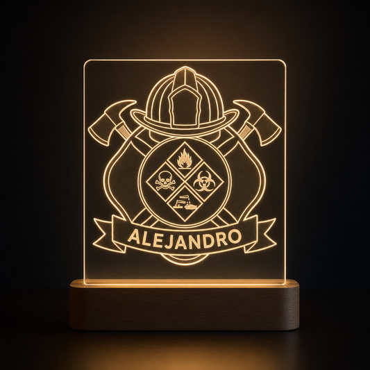 Lámpara de bombero NRBQ materias peligrosas personalizada LED metacrilato