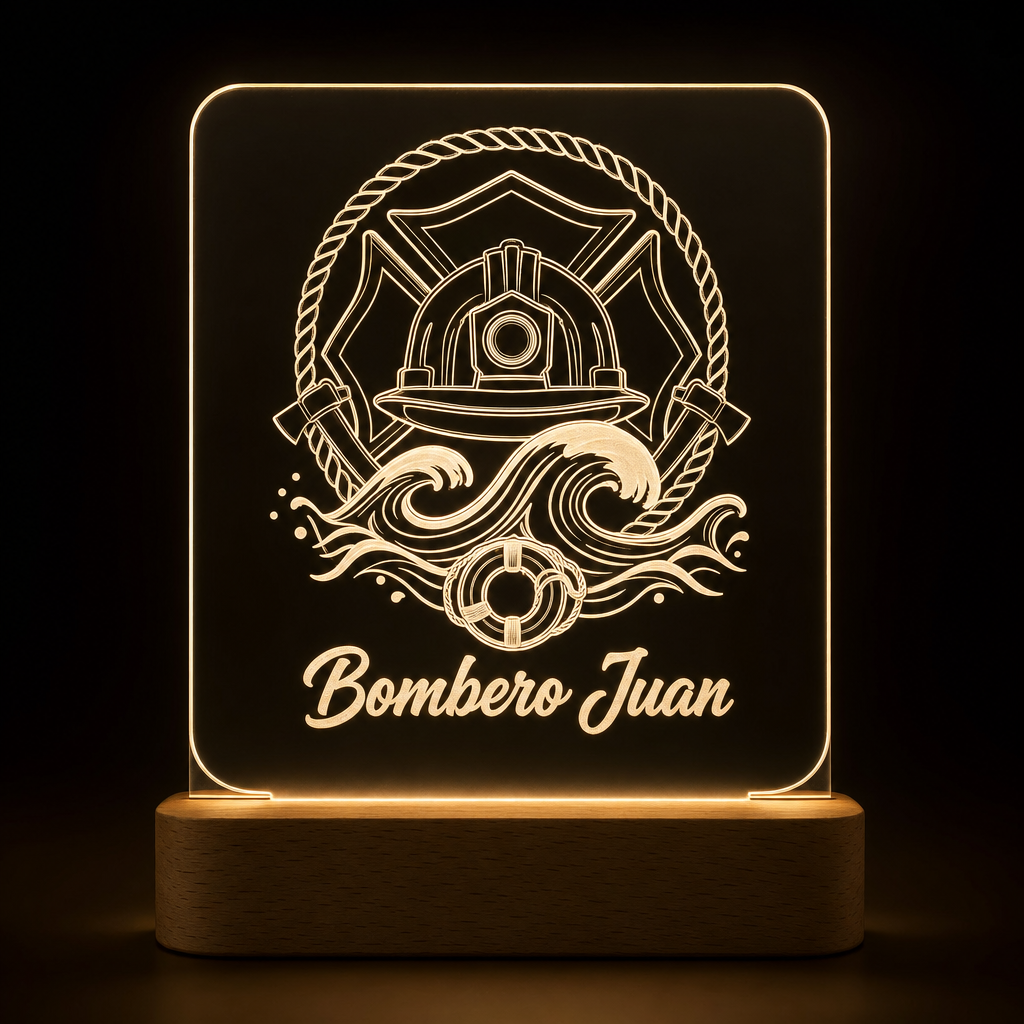 Lámpara de bombero rescate acuático y buceo personalizada LED metacrilato