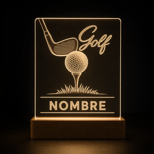 Lámpara de golf personalizada con nombre LED metacrilato