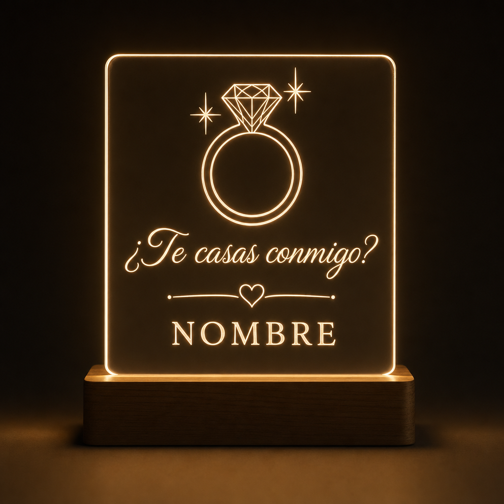 Lámpara de pedida de mano personalizada te casas conmigo LED metacrilato