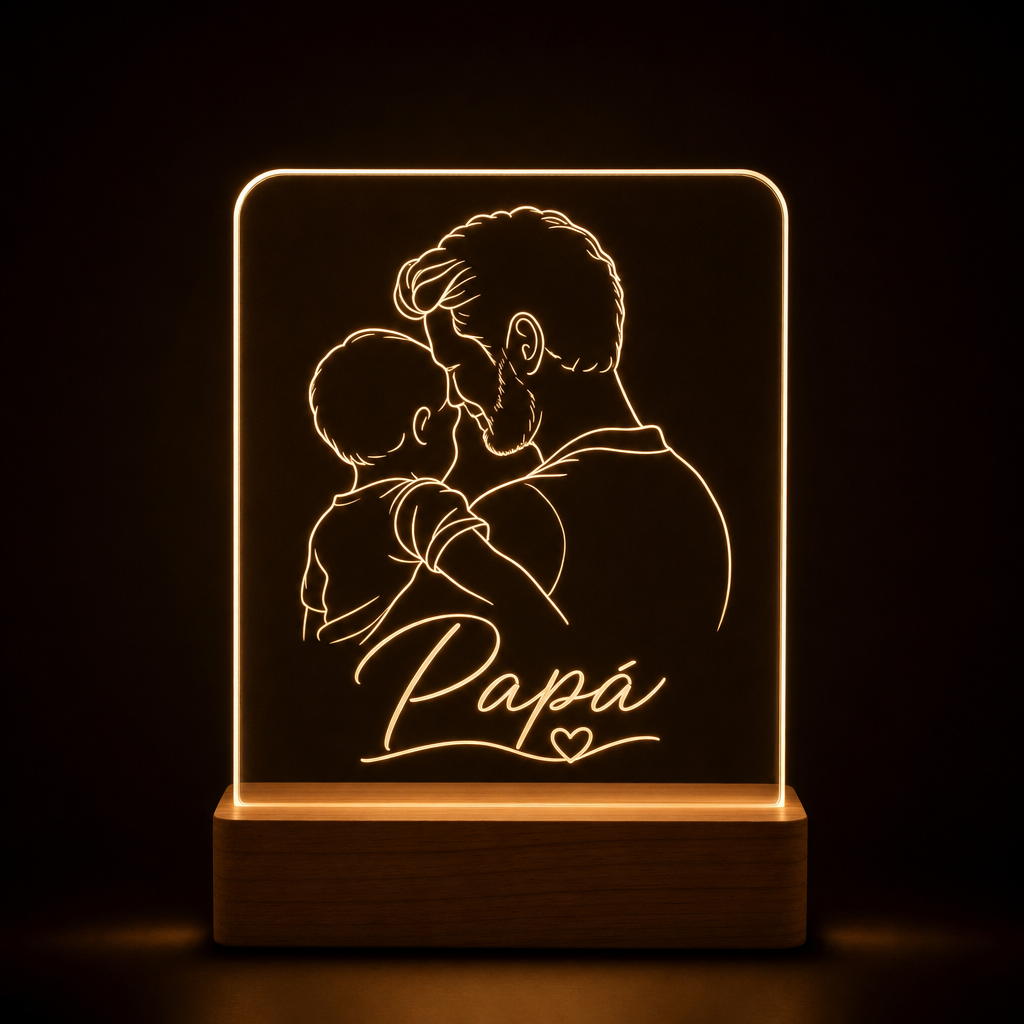 Lámpara Día del Padre personalizada con foto o nombre LED