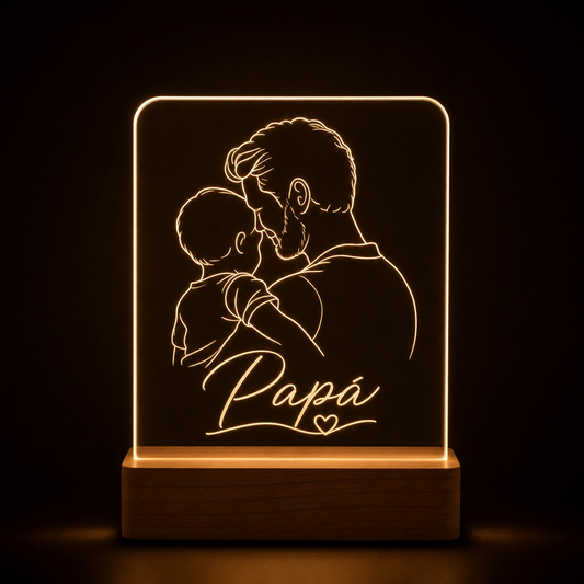 Lámpara Día del Padre personalizada con foto o nombre LED