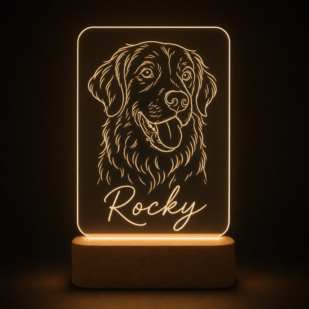 Lámpara con foto de mascota personalizada perro gato LED