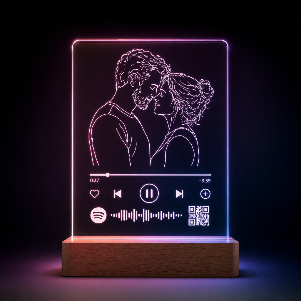 Lámpara con foto y código Spotify la canción de vuestra historia LED