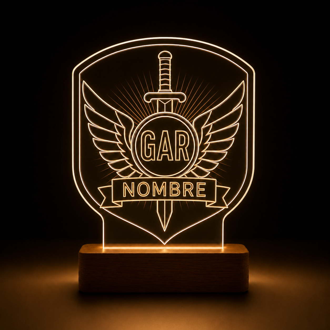 Lámpara Guardia Civil GAR personalizada LED metacrilato