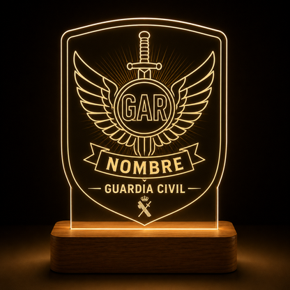 Lámpara Guardia Civil GAR personalizada diseño 2 LED metacrilato