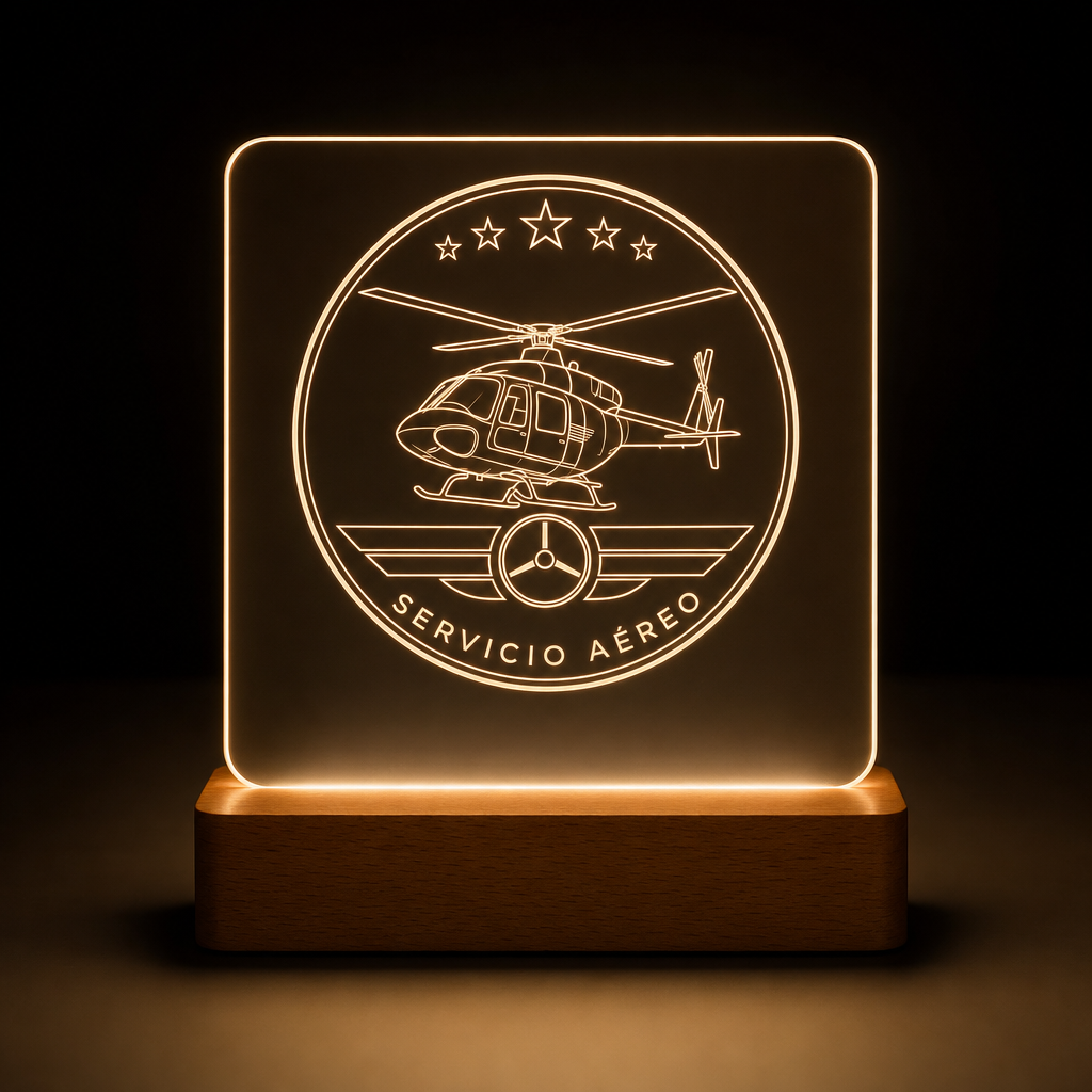 Lámpara Guardia Civil Servicio Aéreo personalizada LED metacrilato