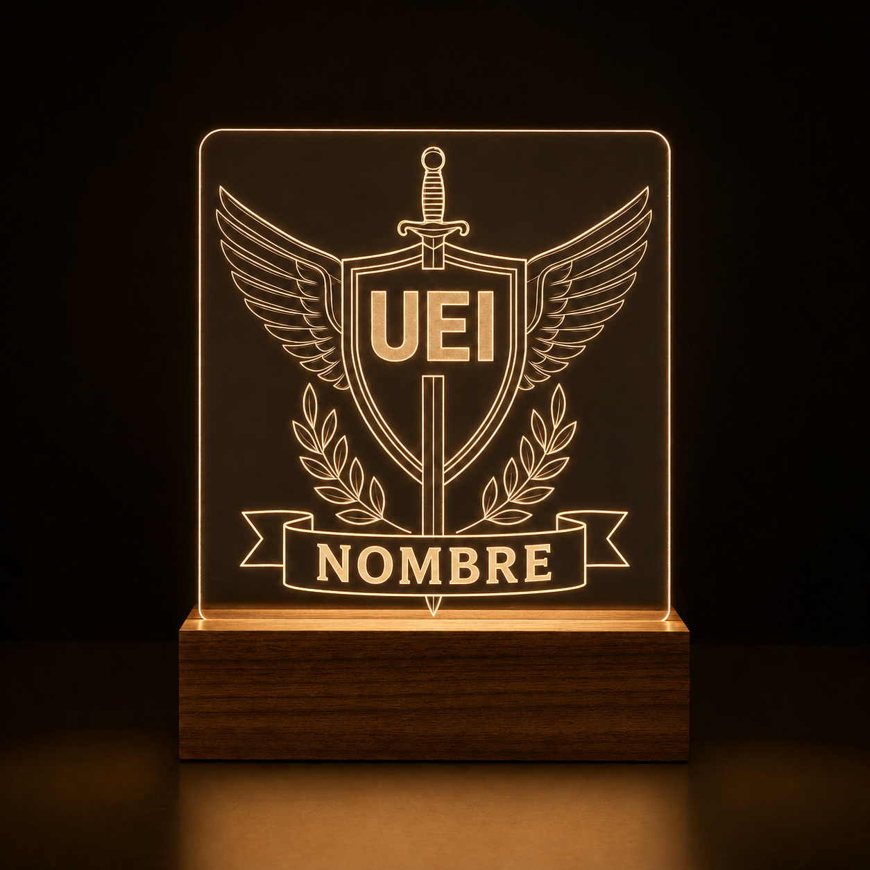 Lámpara Guardia Civil UEI personalizada LED metacrilato
