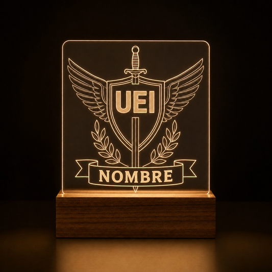Lámpara Guardia Civil UEI personalizada LED metacrilato