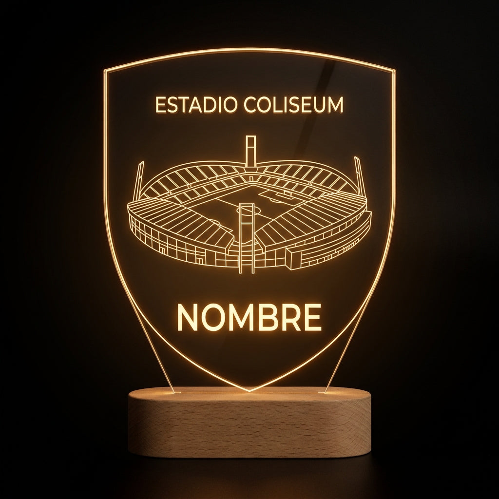 Lámpara estadio Coliseum Getafe CF personalizada