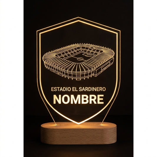 Lámpara estadio El Sardinero Racing Santander personalizada