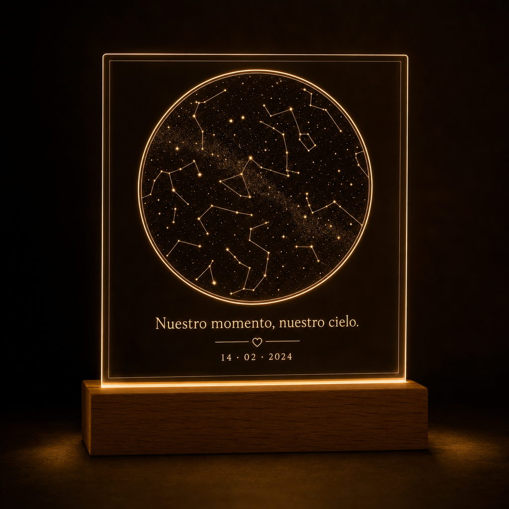 Lámpara mapa estelar de una fecha especial personalizada cielo LED