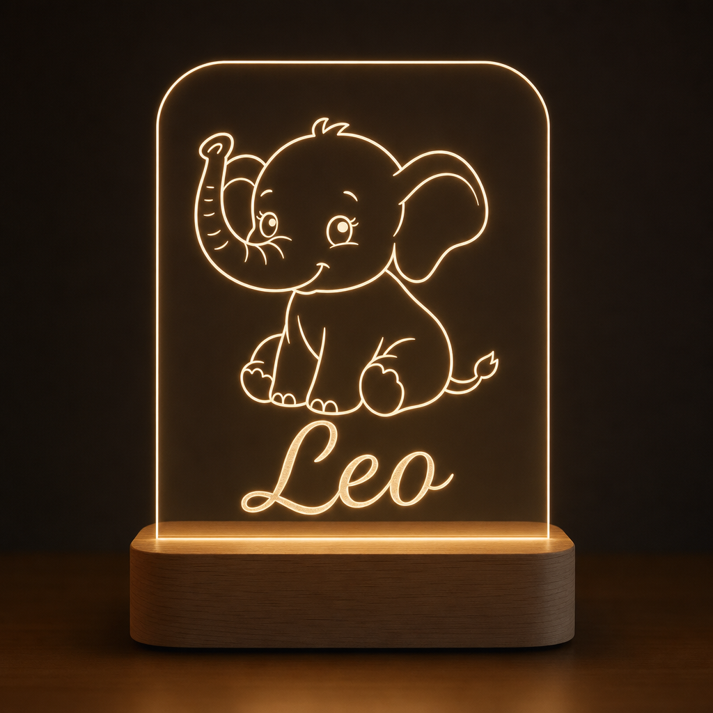 Lámpara silueta animal con nombre bebé LED