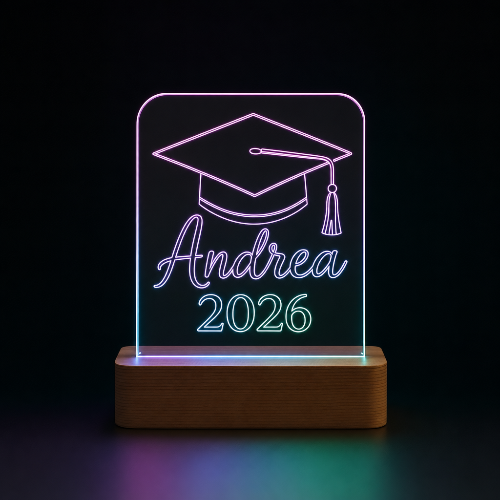 Lámpara de graduación personalizada con nombre y año LED