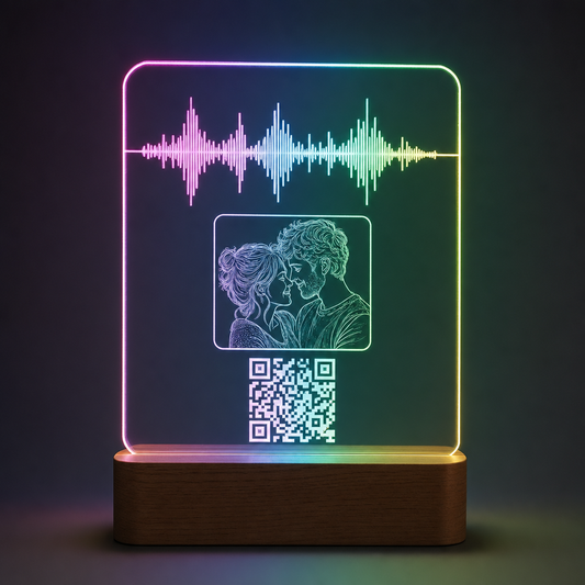 Lámpara onda de sonido personalizada con foto y código QR LED