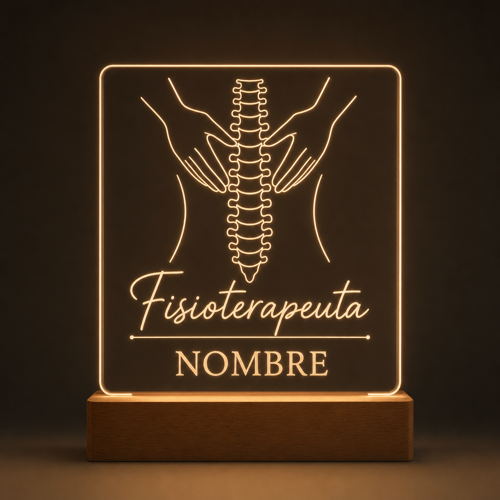 Lámpara para fisioterapeuta personalizada con nombre LED metacrilato