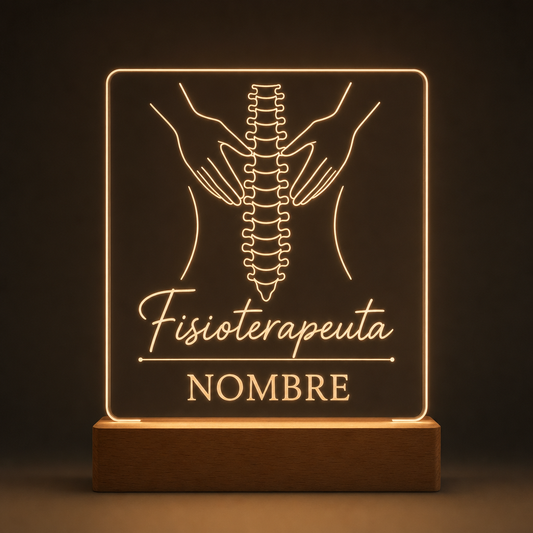 Lámpara para fisioterapeuta personalizada con nombre LED metacrilato