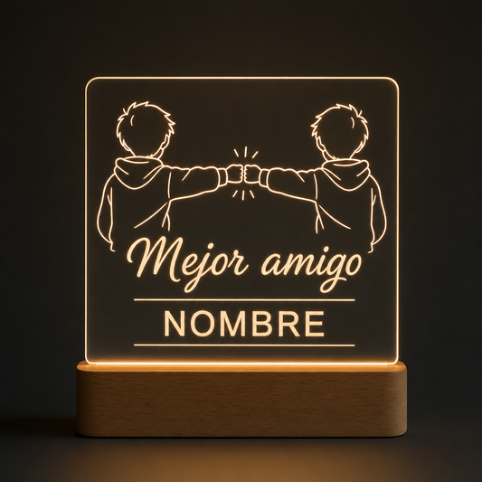 Lámpara para mejor amigo personalizada con nombre LED metacrilato