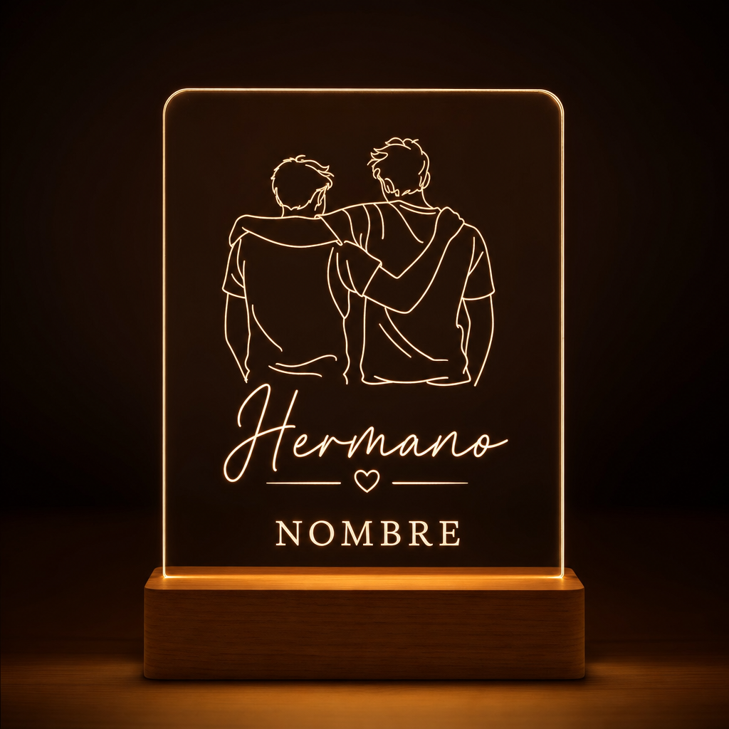 Lámpara para mi hermano personalizada con nombre LED metacrilato