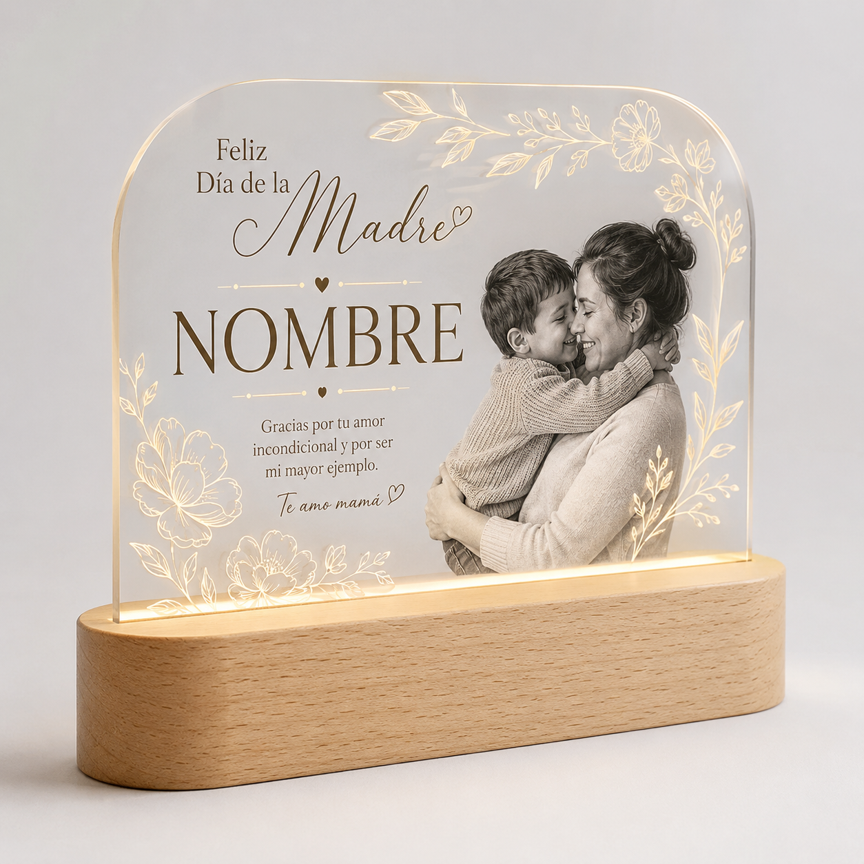 Lámpara personalizada Día de la Madre con foto y nombre LED
