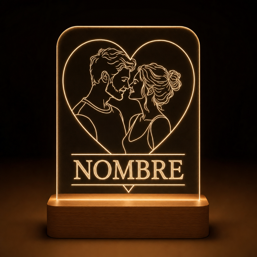 Lámpara personalizada con foto de pareja LED metacrilato