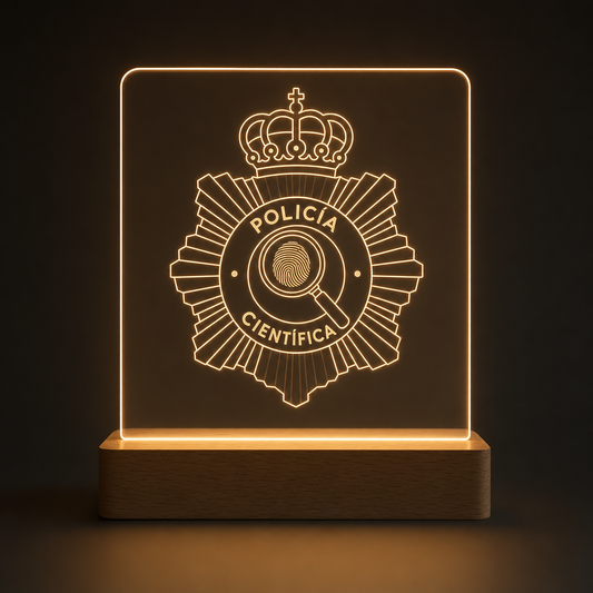Lámpara Policía Científica personalizada LED metacrilato