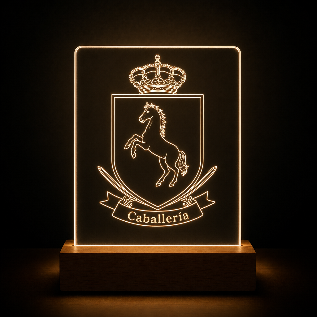 Lámpara Policía Nacional caballería personalizada LED metacrilato