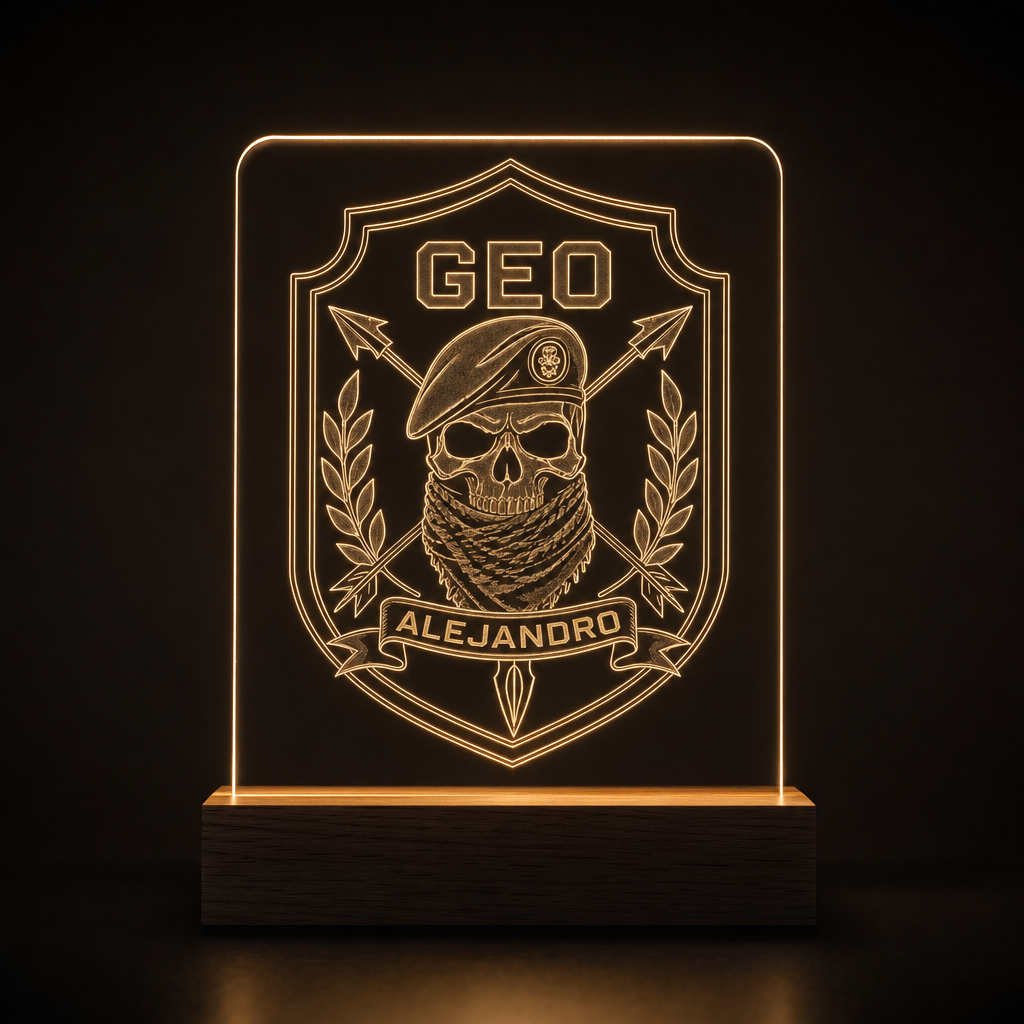 Lámpara Policía Nacional GEO personalizada LED metacrilato