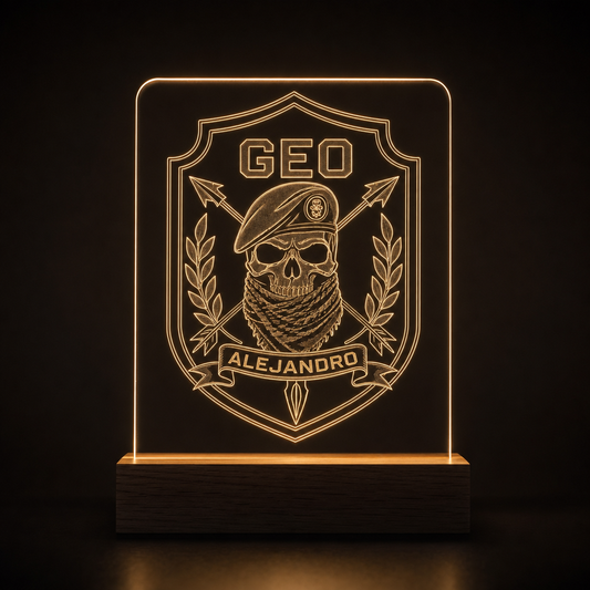 Lámpara Policía Nacional GEO personalizada LED metacrilato