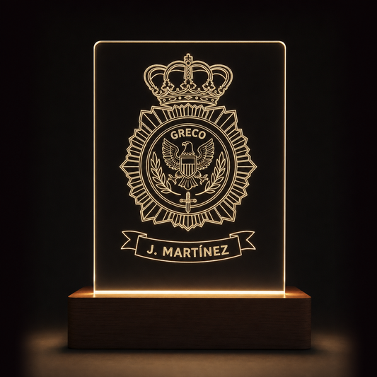 Lámpara Policía Nacional GRECO personalizada LED metacrilato