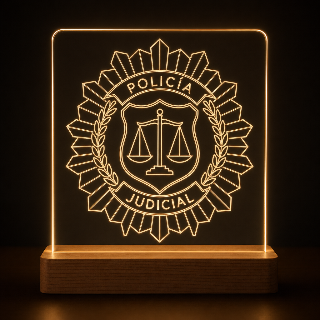 Lámpara Policía Nacional Policía Judicial personalizada LED metacrilato
