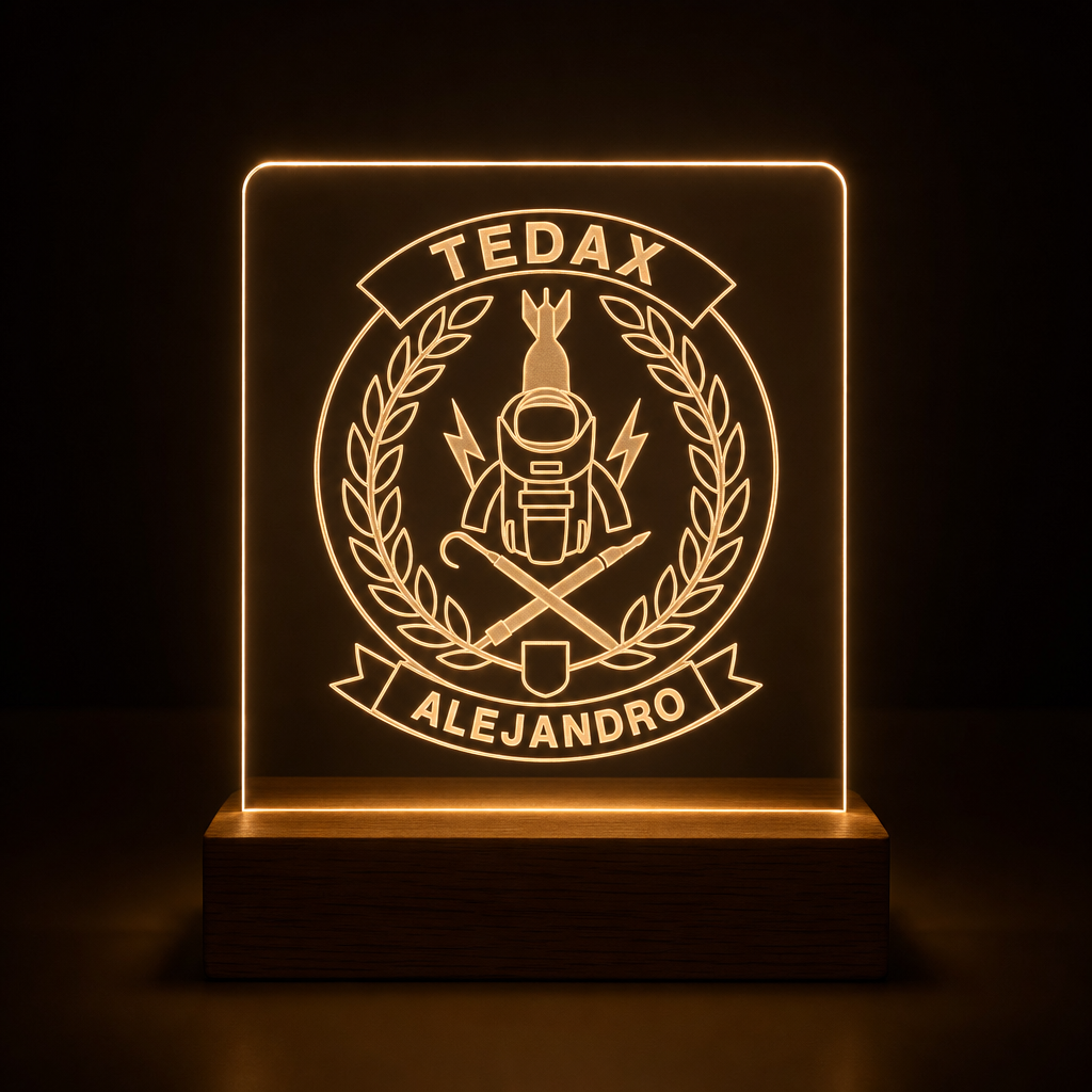 Lámpara Policía Nacional TEDAX-NRBQ personalizada LED metacrilato