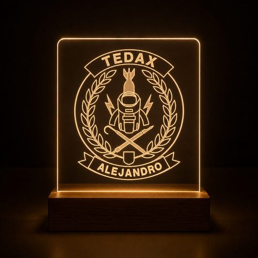Lámpara Policía Nacional TEDAX-NRBQ personalizada LED metacrilato
