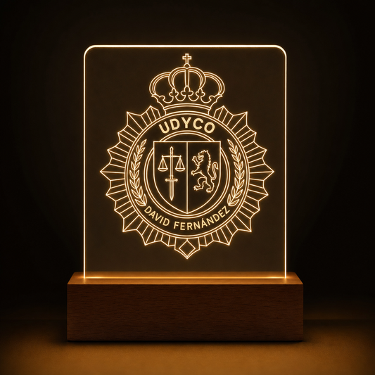 Lámpara Policía Nacional UDYCO personalizada LED metacrilato