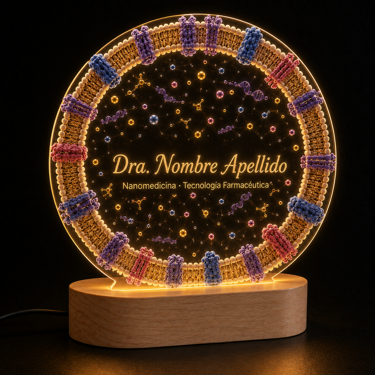 Lámpara LED Membrana Celular Personalizada para Doctor o Doctora con Nombre y especialidad