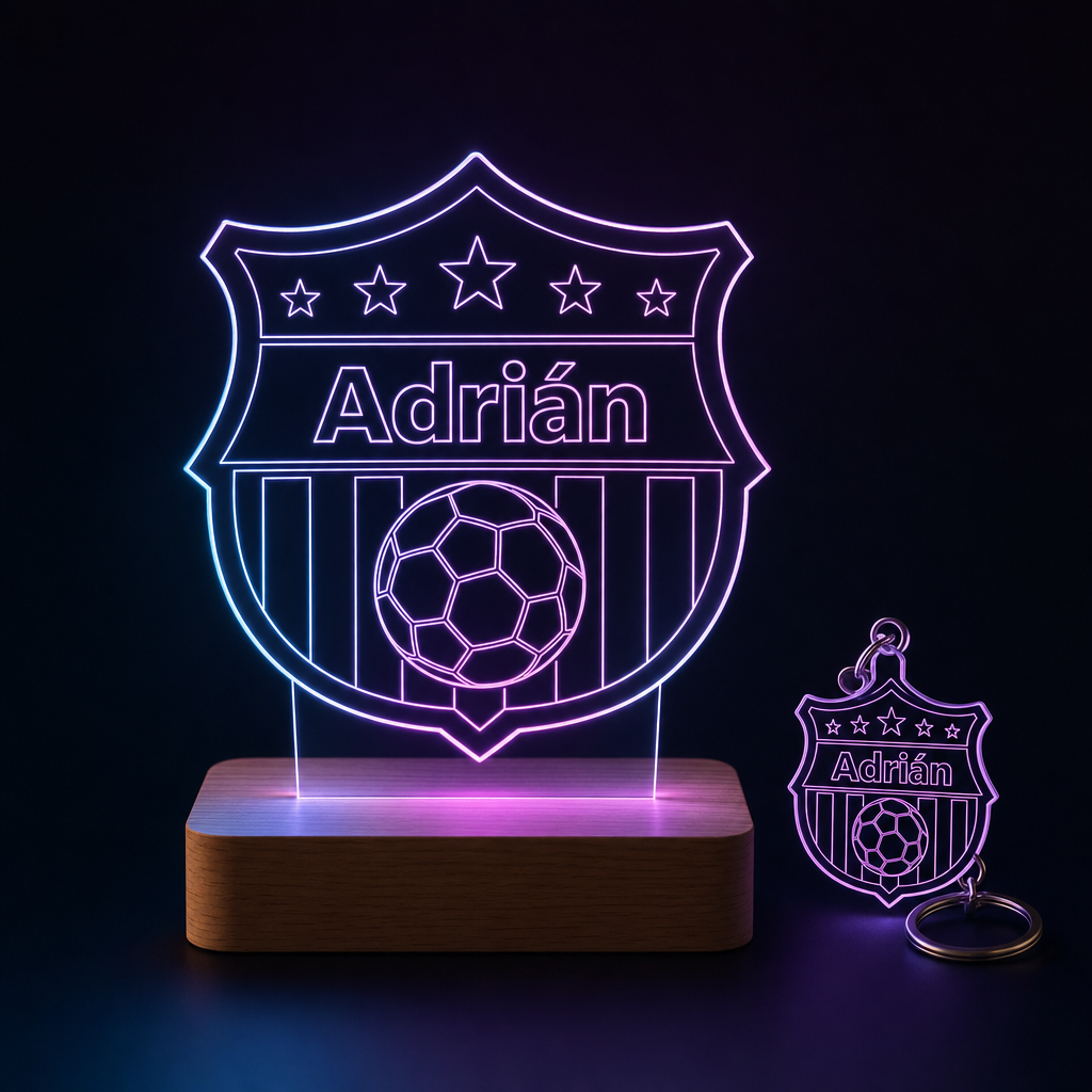 Pack regalo futbolero lámpara y llavero personalizados LED