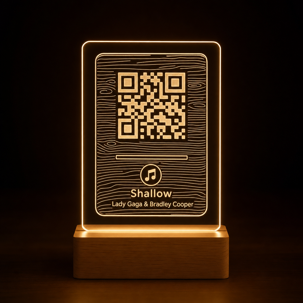Placa Spotify en madera MDF personalizada código QR canción