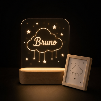 Set regalo nacimiento lámpara y marco personalizado